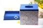 Preview: Taschentuchbox quadratisch ca. 13,7x13,7x12,7 cm | floral | königsblau | Art. Nr. 97040501